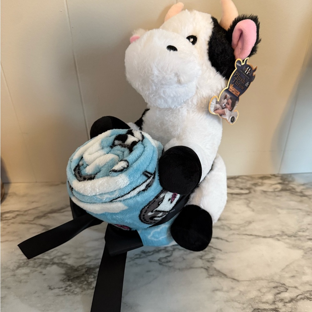 Plush Cow Toy with Blanket